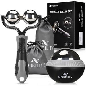 Nobility Double Massage Ball Roller Ice Cold and Hot for Deep Tissue and Sore Muscle Relief of Stiffness and Stress, Body, Neck, Back, Foot, Plantar Fasciitis,Gifts for Men Grey Buy Cheap Visit New