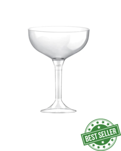 Clear Disposable Recyclable Plastic 2-Piece Champagne Coupe/Cocktail Glass 205ml Best Place Online