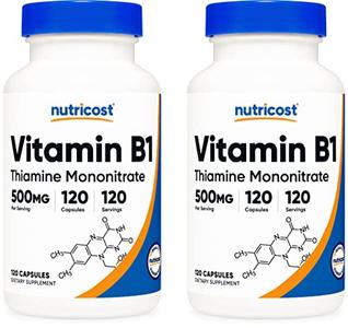 Nutricost Vitamin B1 (Thiamin) 500mg, 120 Capsules (2 Bottles) Outlet Original