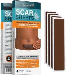 NUVADERMIS Silicone Scar Sheets Extra Long Medical-Grade Scar Sheets for C-Section, Tummy Tuck, Keloid, and Surgical Scars Reusable and Effective Pack of 4 Dark Tone Recommend Cheap Pice