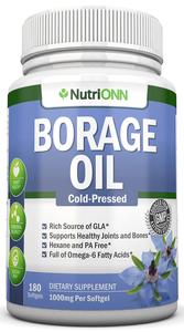 NutriONN Borage Oil - 1000 mg - 180 Softgels - Cold Pressed High GLA Borage Seed Oil - Hexane and PA Free - Great for Skin, Hair, Joints and Bones. Sale Classic