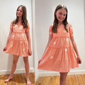 Izzy | Youth| Gingham Orange Daisy Discounts Sale Online