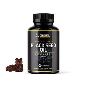 Nutriissa Organic Black Seed Oil Gummy - World's First Gummies w/ 4% Thymoquinone Cold-Pressed Vegan Black Cumin Seed Nigella Sativa Oil Antioxidant Support 1050mg (90ct) Discount Pices