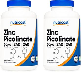 Nutricost Zinc Picolinate 50mg, 240 Vegetarian Capsules (2 Bottles) - Gluten Free and Non-GMO Pay With Paypal Online