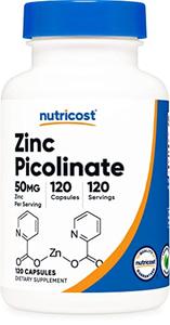 Nutricost Zinc Picolinate 50mg, 120 Vegetarian Capsules - Gluten Free and Non-GMO Sale Nicekicks