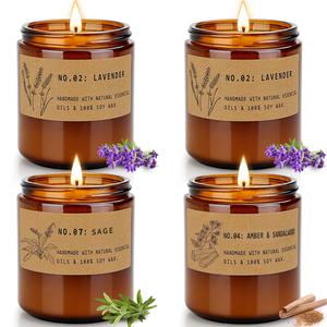 Aromatherapy Candles for Home Scented, Candle Gift Set for Stress Relief | Meditation | Yoga | SPA | Relaxing, Amber Jar Candles for Women, Birthday, Valentine, Anniversary, 7.1 oz - Pack of 4 Discounts Sale Online