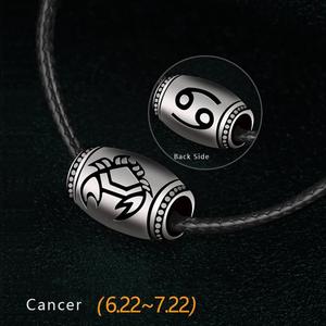Cancer Name Engrave Necklace Unisex Black Chain Discount For Sale