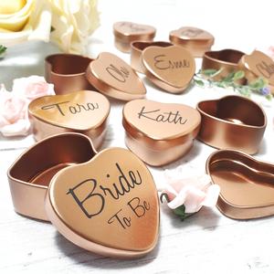 Bridal Shower Gift Box I Hen Party Gift I Rose Gold Heart Favour I Bridesmaid Jewellery Tin Box I Gift for Her Low Cost For Sale