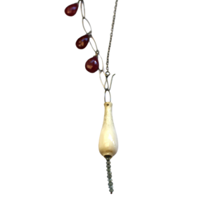 Carved Antler Bulb Pendant Necklace - Ruby Labradorite Genuine Online