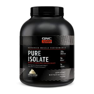 GNC AMP Pure Isolate | Fuels Athletic Strength, Performance and Muscle Growth | Fast Absorbing | 25g Whey Protein Iso with 5g BCAA | Vanilla Custard | 70 Servings Discount