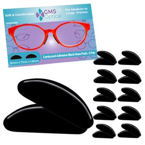 GMS Optical 1.8mm Reg-Thick/19mm Long - Anti-Slip Adhesive Contoured Silicone Nose Pads for Glasses & Sunglasses (5 Pair-2pack)(10 Total Pair)(Black) Outlet Collections