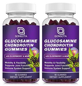 Glucosamine Chondroitin Gummies - 2- Pack, Extra Strength 1500mg Glucosamine with MSM & Elderberry, Joint Support Supplement, Best Cartilage & Immune Support Supplement for Men and Women - 120 count Cheap Lowest Pice