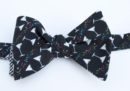 Martini Glasses Bow Tie - black with confetti Huge Surprise Cheap Pice
