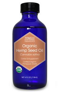 Zongle USDA Certified Organic Hemp Seed Oil, Safe To Ingest, Unrefined Virgin, Cold Pressed, 4 oz 100% Original