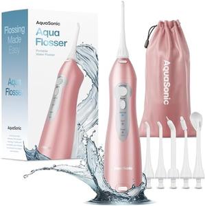 AquaSonic Water Flosser - Cordless Rechargeable Water Flossers for Teeth Cleaning - Waterproof Aqua Flosser, Portable Oral Irrigator for Dental Cleaning with 5 Jet Tips Braces Home Travel Outlet Best Seller