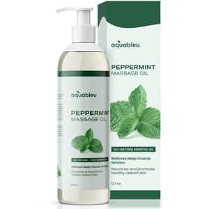 Aquableu Massage Oils 100% Pure & All-Natural - Natural at-Home Massage Therapy, Soothes Skin & Muscles - Full Body Relaxing Massage Oil for Men and Women 12 fl oz (Peppermint) Sale Online Online