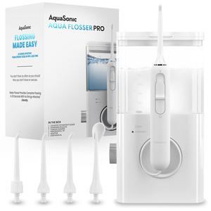 AquaSonic Aqua Flosser PRO | Professional Water Flosser with Large Capacity Reservoir | Oral Irrigator w/ 2 Modes, 10 Levels of Water Pressure, 4 Included Tips | Sleek & Compact | Dentist Recommended Free Shipping Manchester