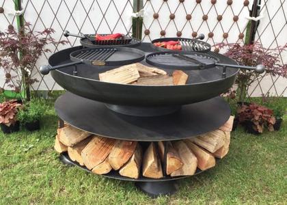 120cm with Log Store & 4 Removable Swing Arm BBQ Racks Deals Cheap Pice