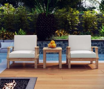 3 Piece Outdoor Patio Teak Set in Natural White Free Shipping In China