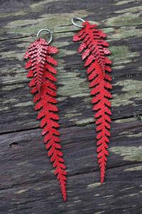 Long Leather Ferns - Red on Red Outlet Get To Buy