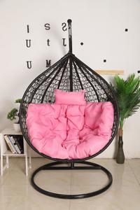 Hanging Egg Chair - Black Basket & Pink Cushion View For Sale