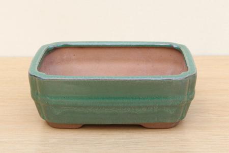 (B) Glazed Rectangular Bonsai Pot - 6" Green Shop For Sale