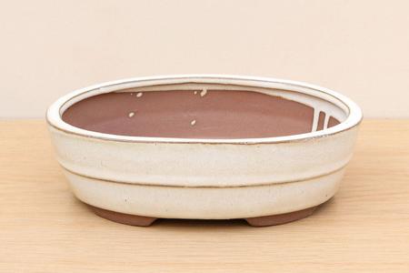 (C) Glazed Oval Bonsai Pot - 8" Cream Shop For Sale