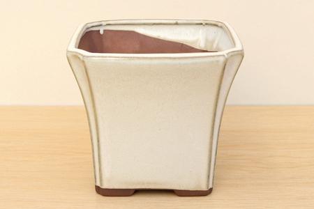 (B) Glazed Square Cascade Bonsai Pot - 6" Cream Grey Outlet Store Online