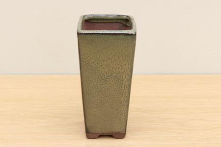 (A) Glazed Square Cascade Bonsai Pot - 3" Mottled Green Original Cheap Pice