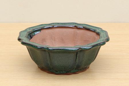 (A) Glazed Octagonal Bonsai Pot - 5" Sea Green Best Seller For Sale