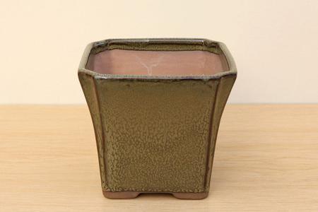 (A) Glazed Square Cascade Bonsai Pot - 5" Mottled Green Discount Footaction