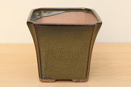 (B) Glazed Square Cascade Bonsai Pot - 6" Mottled Green Free Shipping Classic