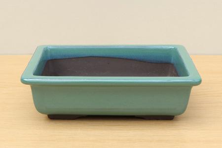 (C) Glazed Rectangular Bonsai Pot - 8" Pastel Green Purchase For Sale
