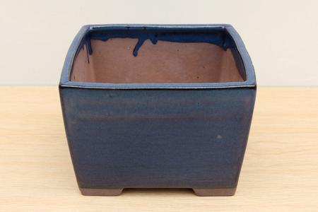 (B) Glazed Square Cascade Bonsai Pot - 7" Indigo Blue Sast For Sale