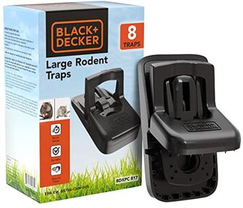 BLACK DECKER Rat Trap Outdoor & Rat Traps Indoor Mouse Traps Indoor for Home Instantly Kill Squirrel & Chipmunk Trap- Rodent Snap Trap, Touch Free & Reusable Pest Control, 8 Pack Clearance 2025