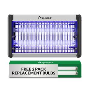 Aspectek 20W Electric Bug Zapper for indoor use. Effective against mosquitoes and flies. 2 extra replacement bulbs included. Lightweight design, 2800V powerful Grid, easy cleaning, washable tray. Outlet Store For Sale