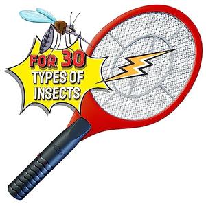 ASISNAI Bug Zapper 18" Electric Fly & Mosquito Swatter Racket - Outdoor/Indoor Killer for Flies, Battery-Operated Tennis Killing Zap, 3000 Volts Electronic Catcher, 2 AA Batteries Included - Red Quality Free Shipping For Sale