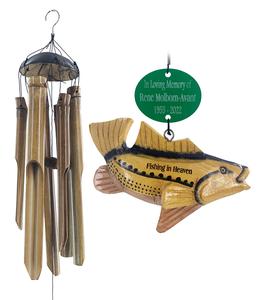 Memorial Gift in Sympathy Fishing in Heaven" Custom Bass Memorial Wind Chime by Weathered Raindrop Wholesale Pice Cheap Pice