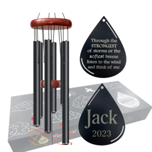 Memorial Teardrop Wind Chimes Personalized 28" Black Wind Chimes for Outside Deep Tone Wind Chimes with 6 Aluminum Tubes Courtyard Decoration. Windchimes Outdoor Create an Enjoyable Atmosphere & Gift New Styles For Sale
