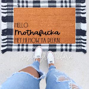 Hey Hi How Ya Deern Words w/ Script Doormat Free Shipping Nicekicks