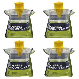 4 Pack Fly Traps Outdoor Hanging Disposable Fly Bags Trap, Effective Fly Catcher with Bait, Fly Killer for Patio, Chicken Coops, Horse Stables, Barns, Garden Cheap Supply