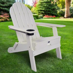 Atlas Patio Furniture - Beach Haven Resin Adirondack Folding Chair with Cup Holder - Color:  White Outlet Online