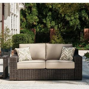Ashley Furniture - Coastline Bay Outdoor Loveseat with Cushion Low Pice Fee Shipping Sale Online