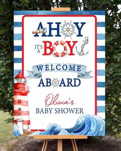 Ahoy Its a Boy Baby Shower Welcome Sign Professional