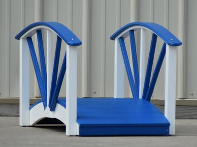 Poly Ornamental 3' Landscape Bridge, Blue and White Free Shipping For Sale