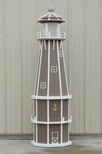 6 ft. Octagon Solar and Electric Powered Poly Lighthouse Clay and White Online Shop From China