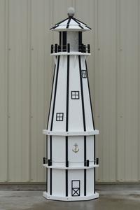 6 ft. Octagon Solar and Electric Powered Poly Lighthouse White and Black Original Cheap Online