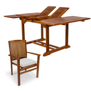 5-Piece Teak Butterfly Extension Table Stacking Chair Set with Red Cushions TD72-24-R Cheap Buy