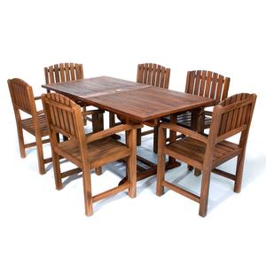 7-Piece Teak Extension Patio Table and Wooden Chairs Dining Set Discount Countdown Package