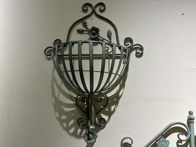 Iron Ornate Wall Hanging Planter with Flower Detailing Perfect Cheap Pice